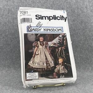 Uncut 7281 Daisy Kingdom Child Dress Simplicity Girls 3-6 Pinafore Doll Pattern‎